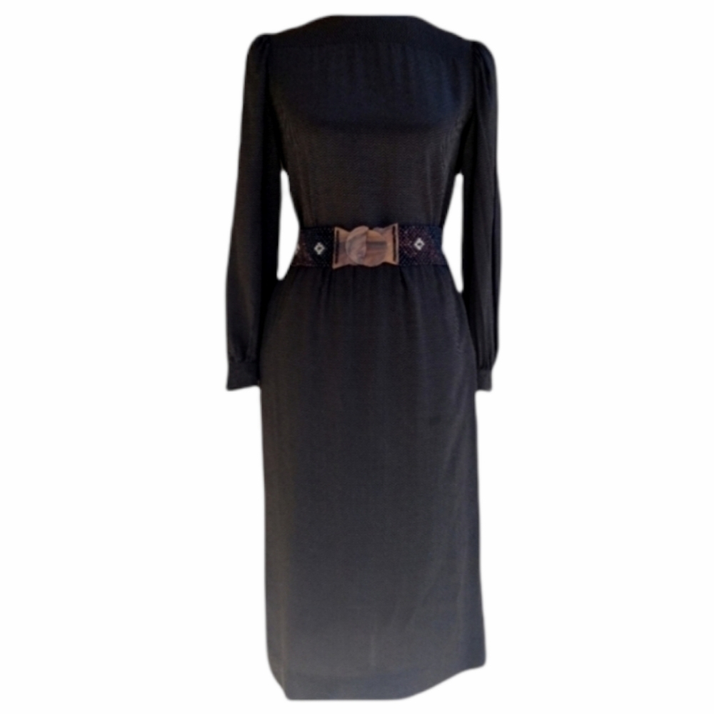 Vintage - Albert Nipon Brown And Black Chevron Si… - image 3